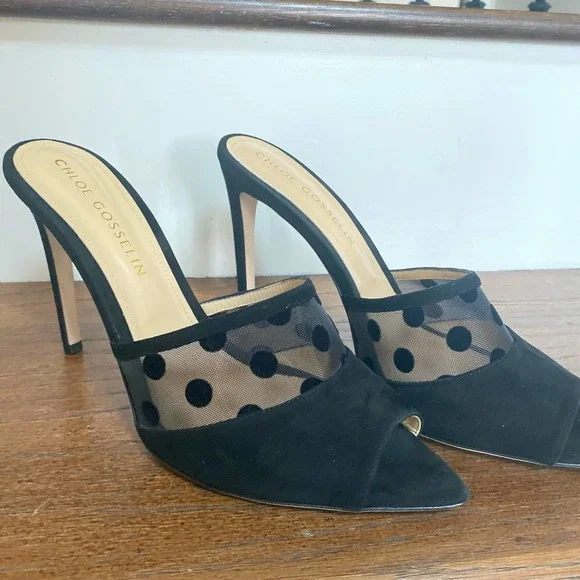 NWOT CHLOE GOSSELIN Liz Black Velvet Mules, size 42 - Picture 9 of 12